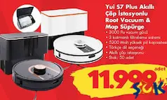 YUİ S7 PLUS AKILLI ÇÖP İSTASYONLU ROBOT VACUUM SÜPÜRGE VE MOP SÜPÜRGE